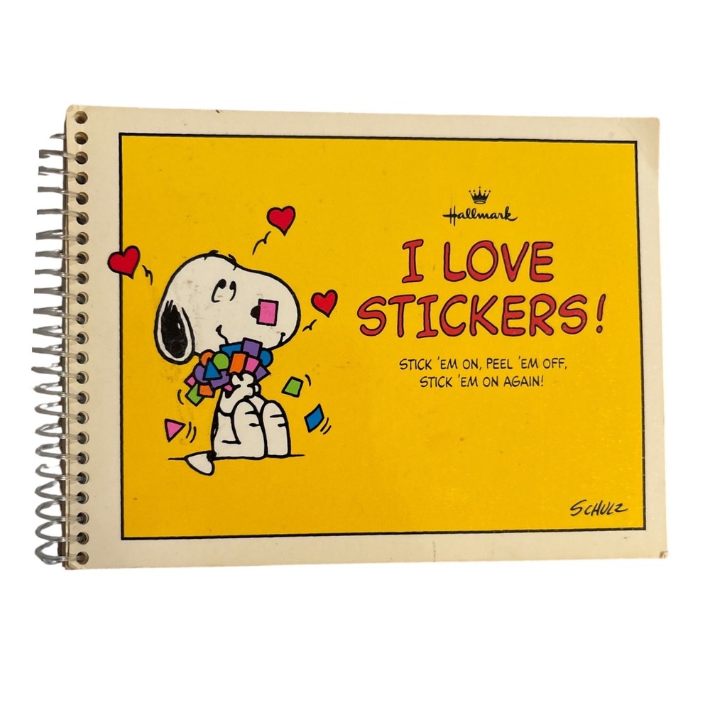 Hallmark Peanuts Snoopy I Love Stickers Spiral Sticker Album Book 80s 1980s